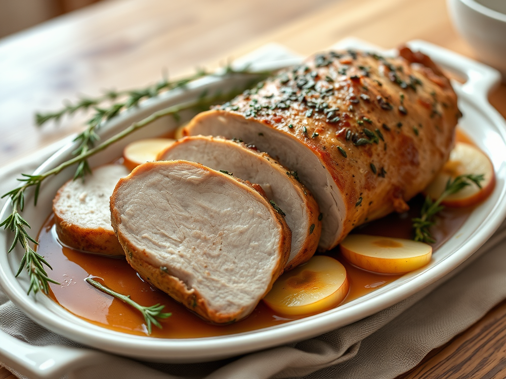 Herb-Roasted Pork Tenderloin With Apple Pan Sauce