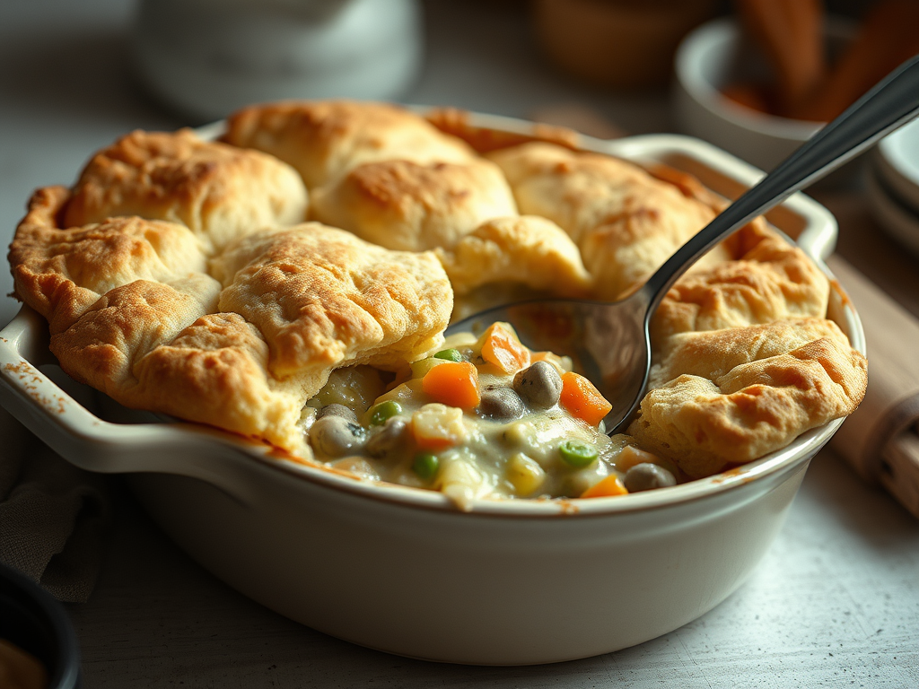 Vegetable Pot Pie with Biscuit Topping