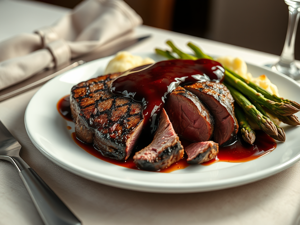 Steak with Red Wine Pan Sauce