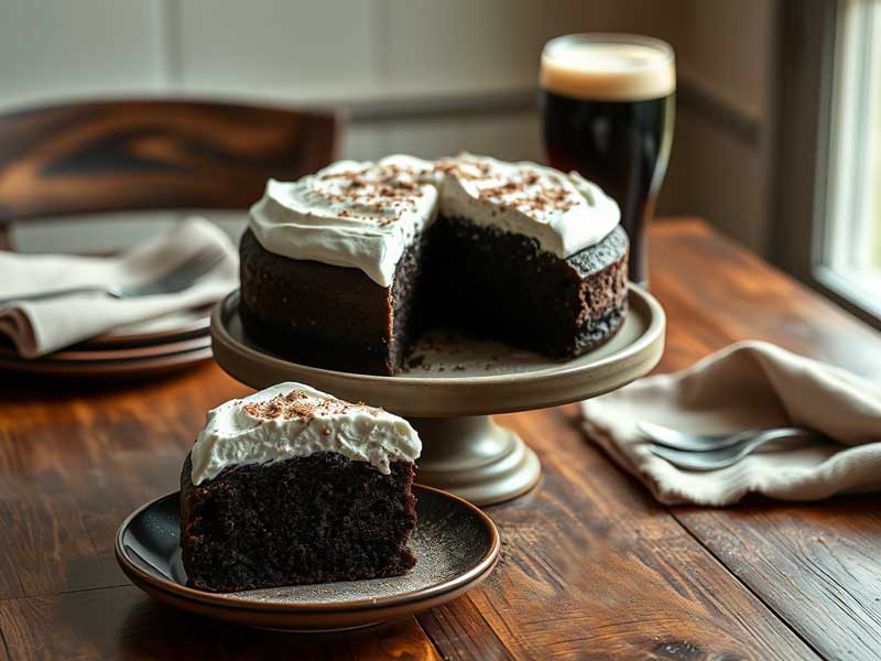 Guinness Chocolate Cake with Whipped Cream