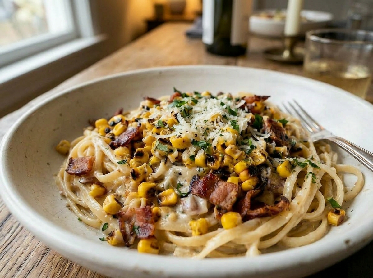 Charred Corn and Bacon Pasta