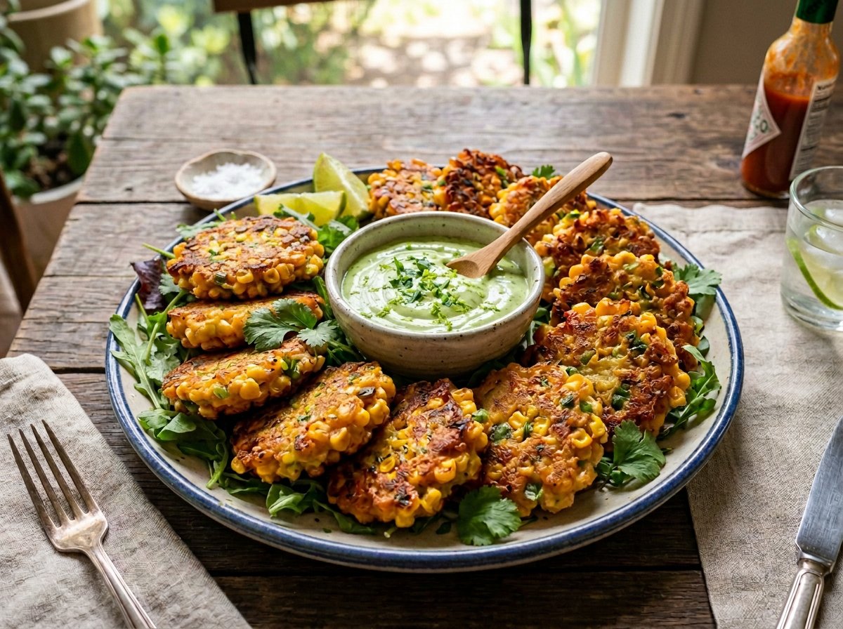 Corn Fritters with Cilantro Lime Aioli