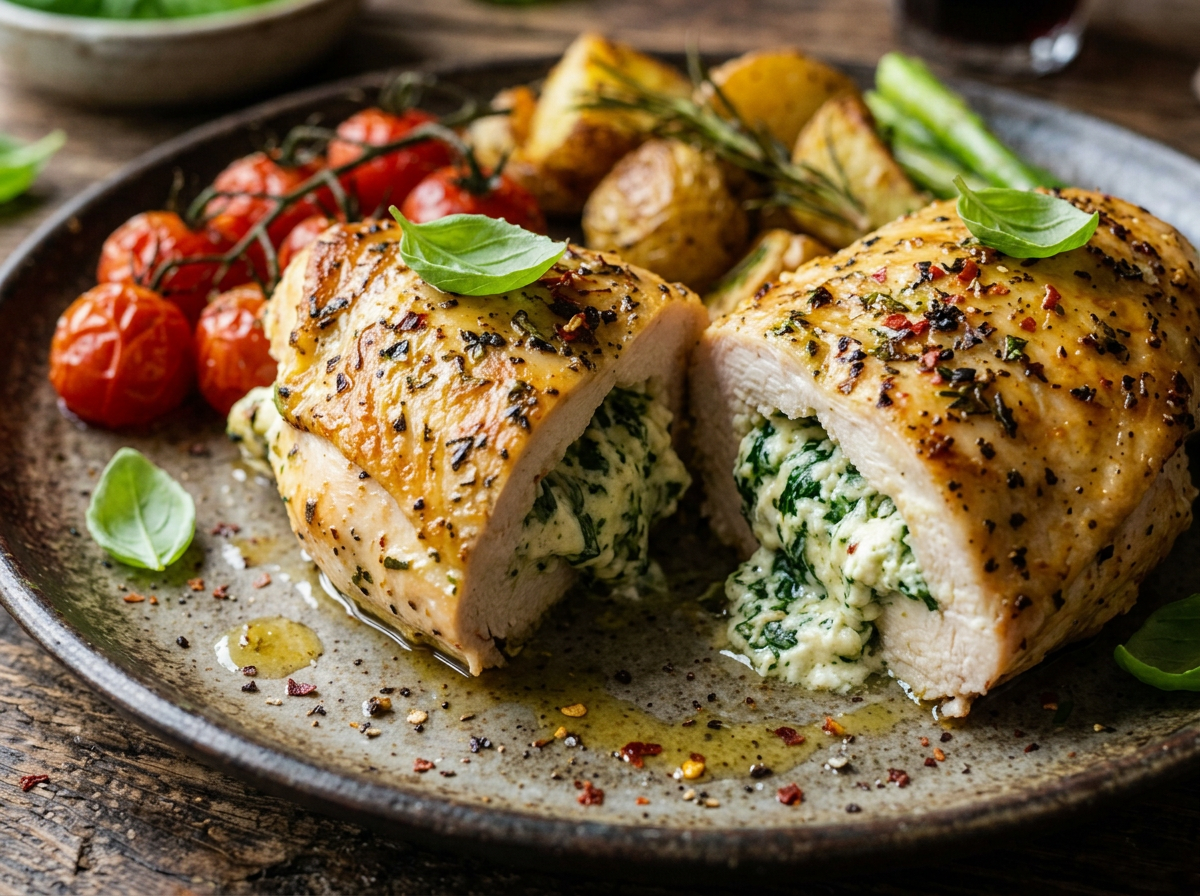 Basil and Ricotta Stuffed Chicken