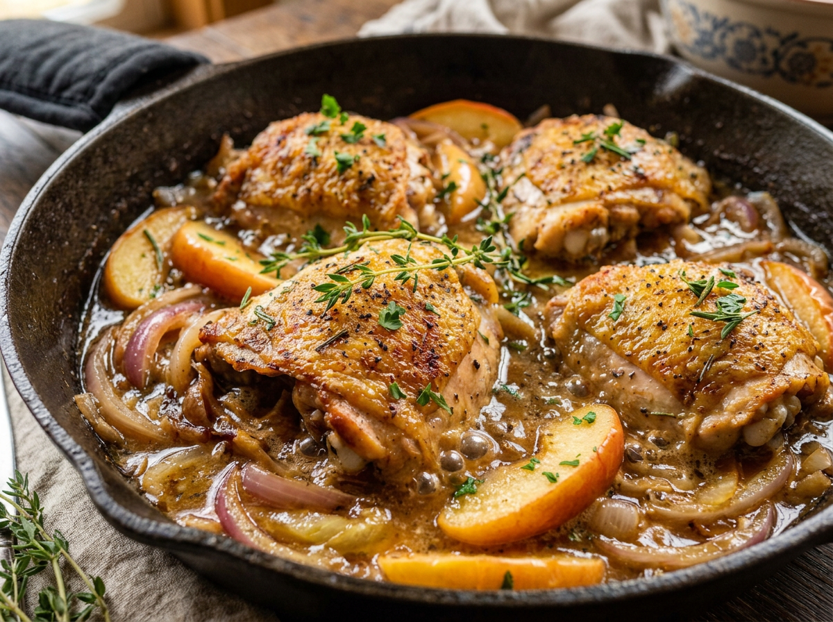 Skillet Chicken Thighs with Apples & Onions
