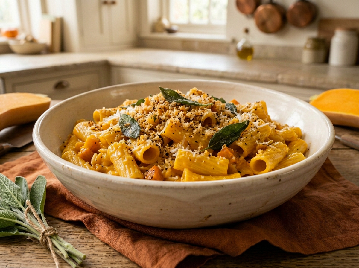 Roasted Squash Pasta with Crispy Breadcrumbs