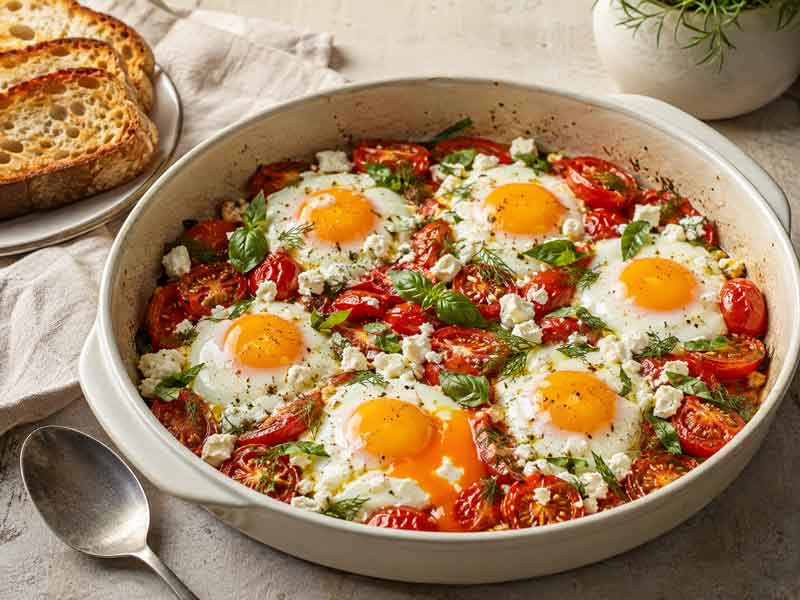 Jammy Tomato and Feta Baked Eggs