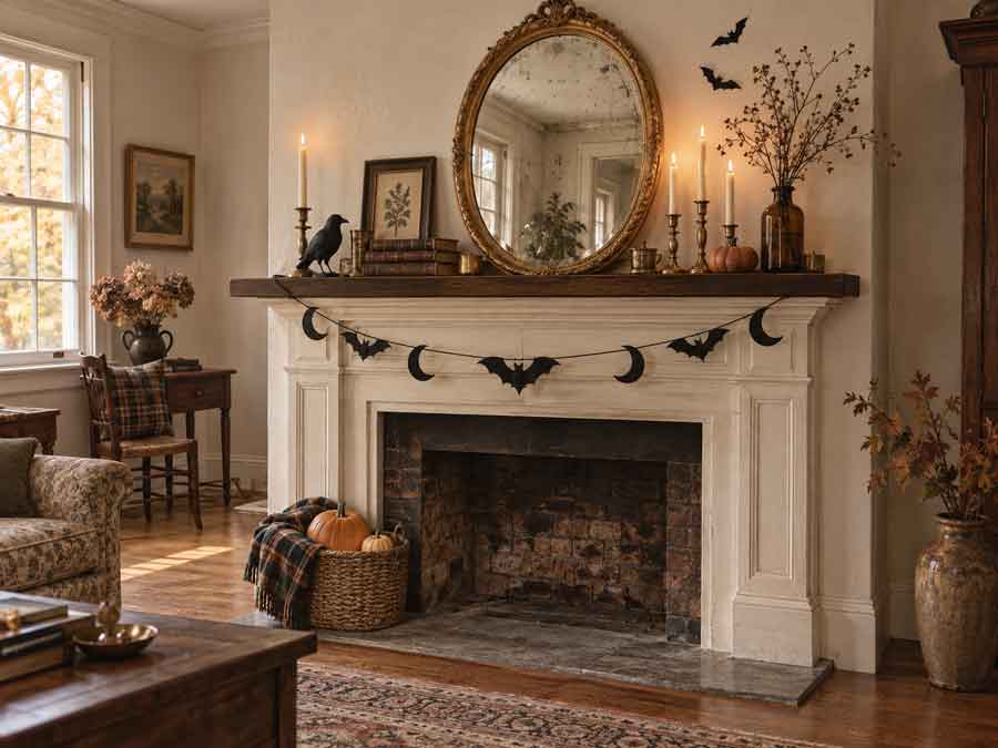 A Vintage Halloween Mantel